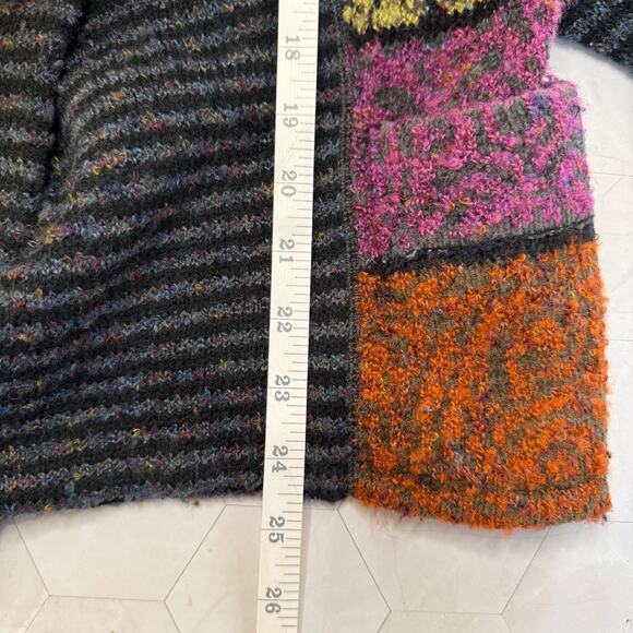 Anthropology Curio Knit Patchwork Wool Blend Petite Sm Cardigan Boho Lagenlook - Picture 5 of 8